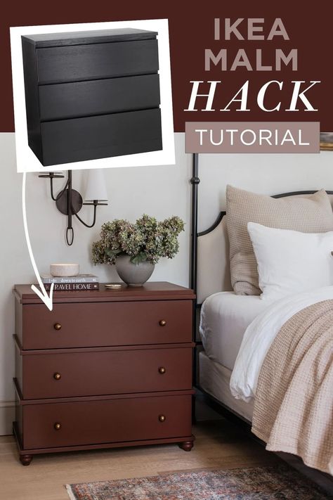 Ikea Malm nightstand hack - Jenna Sue Design Malm Dresser Nightstand Hack, Malm Nightstand Diy, Malm Nightstand Hack Bedside Tables, Malm 2 Drawer Nightstand Hack, Ikea Hemnes Nightstand Hack, Ikea Malm Makeover, Ikea Malm Dresser Hack, Ikea Malm Nightstand Overlay, Ikea Nightstand Hack