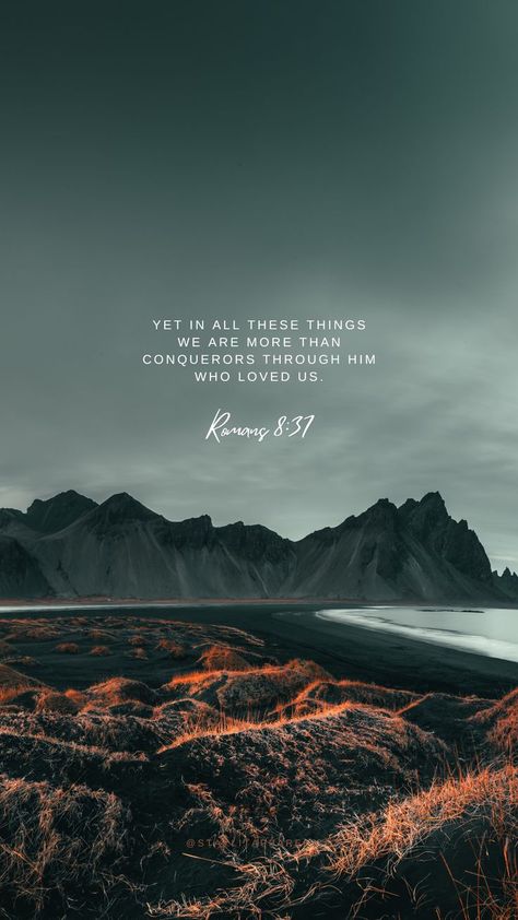 Christian Asthetic Picture Wallpaper Dark, Christian Bible Wallpaper, Romans 8:37 Wallpaper, Bible Verse Wallpaper Dark Background, Iphone Christian Wallpaper Aesthetic Dark, Dark Bible Verse Wallpaper, Bible Verse Wallpaper Kjv, Bible Verse Wallpaper Dark, Christian Verse Wallpaper