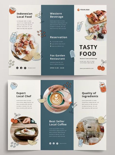 Restaurant Brochures, Brochure Food, Menu Design Inspiration, Cafe Menu Design, Menu Card Design, 잡지 레이아웃, Brochure Design Creative, Brochure Design Layout, Food Menu Template