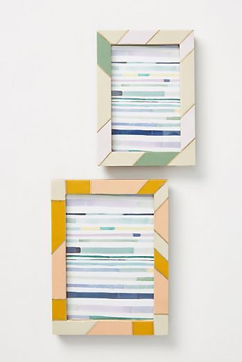 Painting Ideas On Picture Frames, Colorful Matte Frame, Unique Picture Frames Resin, Colorful Picture Frame, Fall Anthropologie, Picture Frames Set Colorful, Colorful Picture Frames Wood, Creative Photo Frames, Frames Decor