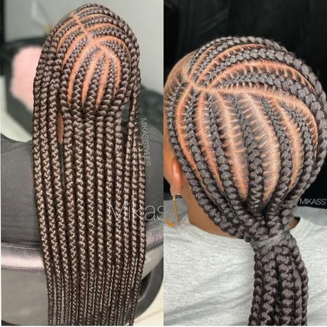 Middle Part Feed In Braids Cornrows, Quick Feed In Braids Hairstyles, Feed In Braids To The Side, Trendy Feed In Braids, 7-8 Feedin Braids, 5 Feed In Braids Hairstyles, Quick Feed In Braid Styles To The Back, 9 Feed In Braids, 8-10 Feed In Braids