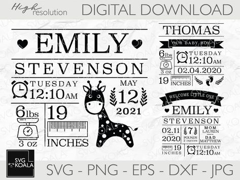 Visualizing Newborn Progress: Stats Posters Baby Milestone Chart, Baby Handprint Art, Baby Handprint Crafts, First Birthday Posters, Birth Announcement Template, Milestone Pictures, Milestone Stickers, Baby Stats, Baby Handprint