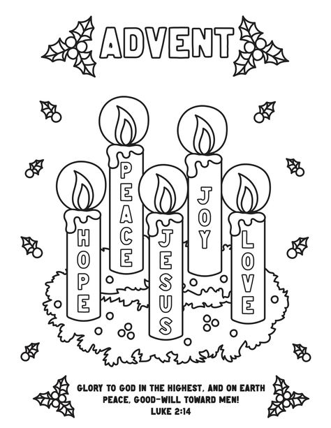 Catholic Advent Wreath, Sunday School Coloring Sheets, Christmas Sunday School, Christmas Sunday, Advent Crafts, Sunday School Coloring Pages, Pictures To Color, Christmas Lesson, Bible Story Crafts