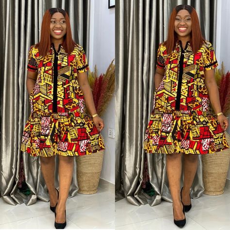 Ankara Gown Styles Beautiful Ankara Short Gowns For Ladies, Short Ankara Dresses Classy 2024, Akara Classic Short Gown, Ankara Short Gown Styles 3yards, Short Flare Gown Styles, Short Ankara Dresses Classy, Short Gown Style, Ankara Short Flare Gowns, Flare Gown Styles