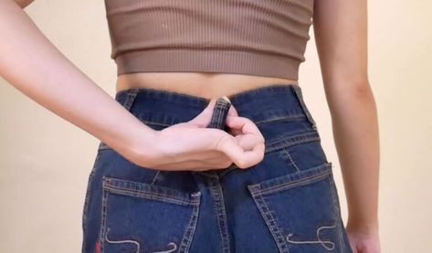 Jeans Take In Waist, Take In Jeans At The Waist, Taking Waist In On Jeans, Take Jeans In At Waist, How To Adjust Jeans Waist Smaller, Bring In Waist Of Jeans Diy, Bring In Jeans Waist, Darts In Jeans Waist, Tightening Waist On Jeans