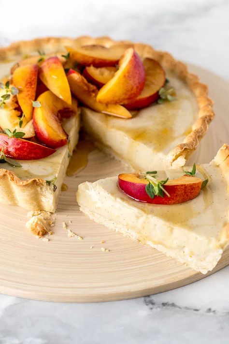 Nectarine Dessert, Vegan Custard, Nectarine Recipes, Baking Weights, Pastry Case, Short Pastry, Tart Pie, Recipe Photography, Vegan Pie Crust