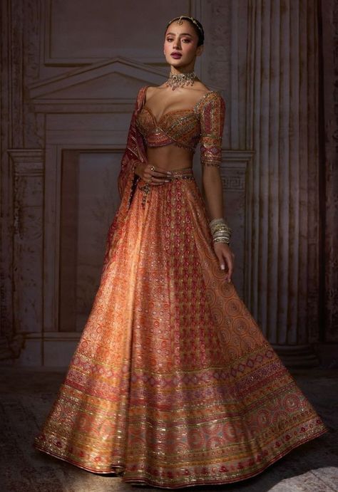 Rust Bridal Lehenga, Rust Orange Lehenga, Traditional Lengha, Indian Outfits Modern, Orange Lehenga, Indian Sari Dress, Wedding Lehenga Designs, Indian Bride Outfits, Latest Bridal Dresses