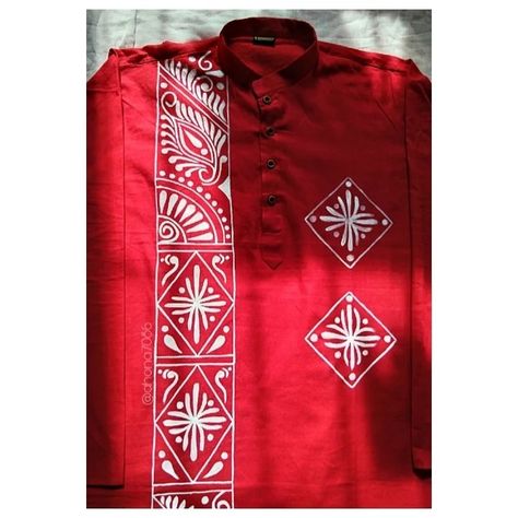 Hand Painted Panjabi For Men, Painted Kurta For Men, Kurta Fabric Painting, Painting On Kurta For Men, Punjabi Fabric Design For Men, Hand Painted Panjabi Design For Men, Hand Painted Shirts For Men, Hand Painted Punjabi For Men, Panjabi Fabric Painting