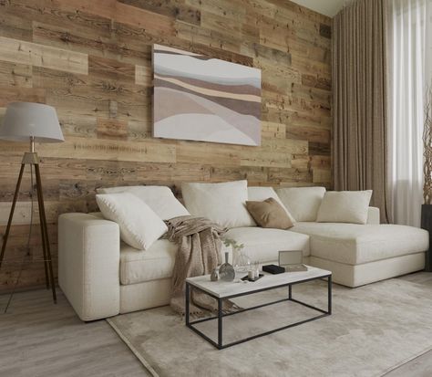 Diy Reclaimed Wood Wall, Reclaimed Wood Wall Panels, Wooden Accent Wall, Wood Coffee Table Rustic, Shiplap Boards, Laminate Wall, Flat Decor, Wood Accent Wall, Plank Walls