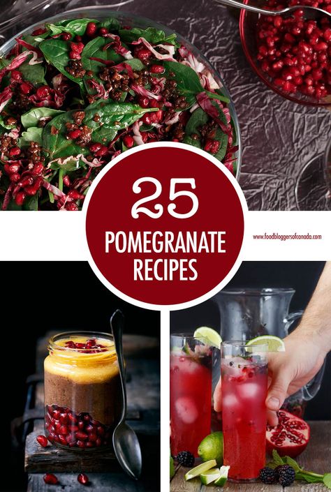 25 Pomegranate Recipes. The sweet and tart flavour of juicy pomegranate seeds can liven up so many dishes and their jewel like colour adds depth and vibrancy to your plate. #pomegranate #pomegranates #jewishholidays #jewishrecipes #drinks #cocktails Pommegrenade Recipe, Pomegranate Seed Recipes, Vegan Pomegranate Recipes, Pomogranette Recipes, Recipes With Pomegranate Seeds, Avocado Drink, Pomegranate Seeds Recipe, Pomegranate Recipe, Pomegranate Drinks