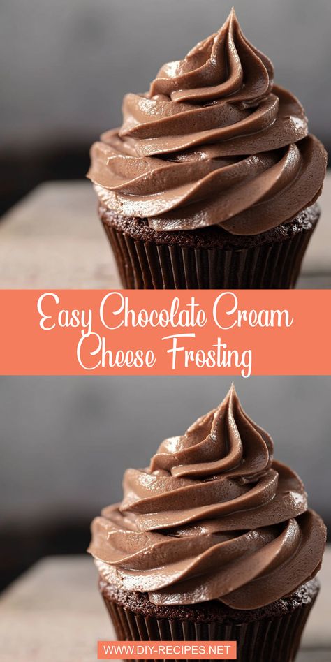 This easy chocolate cream cheese frosting is rich, creamy, and perfect for cakes or cupcakes. Made with simple ingredients, it’s a must-try for chocolate lovers! Chocolate Frosting Cream Cheese, Cream Cheese Chocolate Icing, Choc Cream Cheese Frosting, Chocolate Cream Cheese Icing Recipe, Chocolate Cake With Cream Cheese Frosting, Frosting Recipes Cream Cheese, Chocolate Cream Cheese Frosting Easy, Chocolate Icing Recipe Easy, Cream Cheese Chocolate Frosting