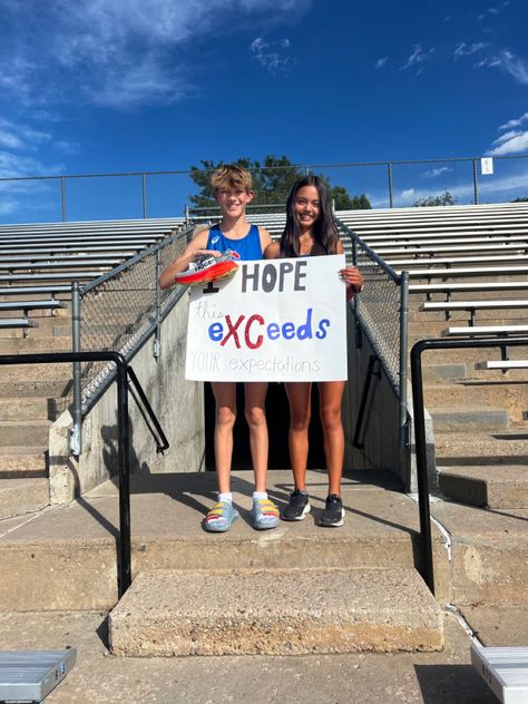 XC homecoming proposal #crosscountry #homecoming Hoco Proposals Ideas Cross Country, Xc Locker Decorations, Cross Country Homecoming Proposals, Xc Hoco Proposals, Track Hoco Proposals, Cross Country Hoco Proposals, Xc Poster Ideas, Country Hoco Proposal, Country Hoco