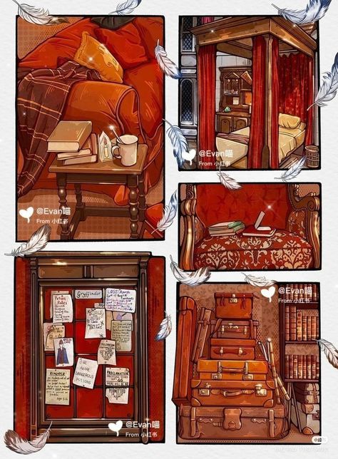 Gryffindor Common Room, Игрушки Funko Pop, Whimsical Art Journal, Harry Potter Illustrations, Harry Potter Artwork, Graphic Novel Art, Hogwarts Aesthetic, Harry Potter Drawings, Common Room