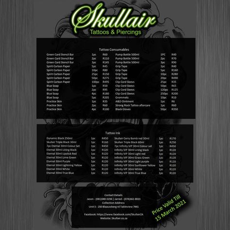 Skullair tattoo Supplies#tattoo #tattomachine #tattooequipment Tattoo Supplies List, Tattoo Price List, Shopping Tattoo, Tattooing Machines, Tattoo Oil, Tattoo Healing, Tattoo After Care, Cream Tattoo, Tattoo Machine Tattoo