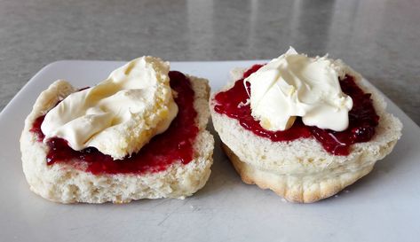 Cornish Cream Tea recipe - Salty Songs - Cornish Blog Cornish Cream Tea, Cream Tea, Cornwall England, Grape Juice, Tea Recipe, One Half, Tea Recipes, Mini Cheesecake, Cornwall