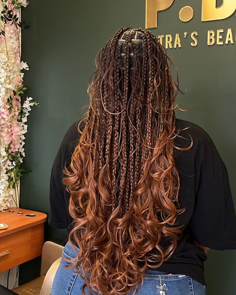 Fairy Curls😍😍😍😍 Style: Medium French curls with fairy curls😍 Color: 27/30 * * * * * #labraider #californiabraider #losangelesbraider #hollywoodbraider #braiderspage #knotlessbraids #beverlyhillsbraider #frenchcurlsbraids #frenchcurls #frenchcurlbraids #goddessbraids #blackgirlmagic #hairinspo Color 27 French Curl Braids, Copper French Curl Braids, Color 33 Knotless Braids, Ginger French Curl Braids, Braid Color Ideas, Blk Hairstyles, French Curls Braids, French Curl Braids, French Curls