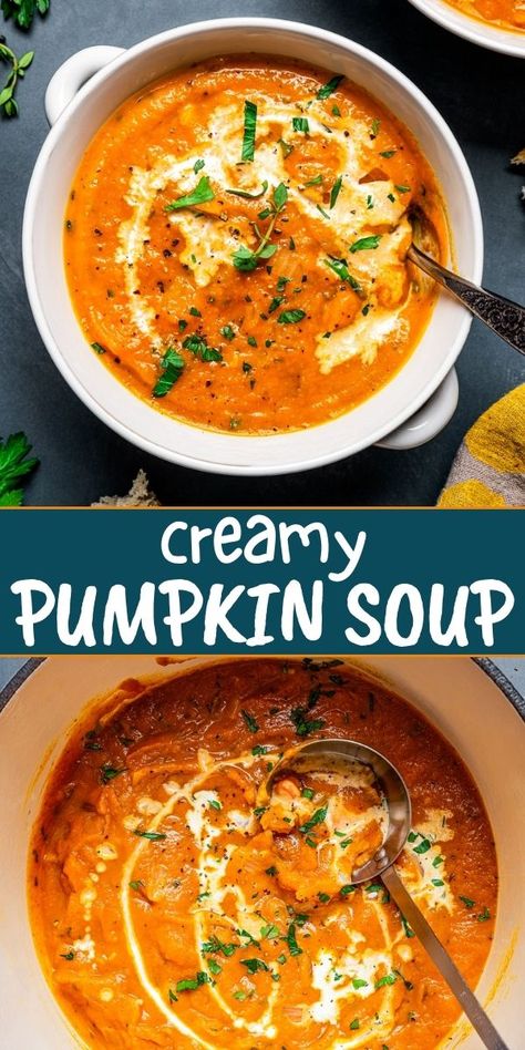 Cozy up with a bowl of creamy homemade pumpkin soup this fall! This quick and satisfying pumpkin soup recipe is perfect for chilly evenings. Pumpkin Soup With Canned Pumpkin, Best Fall Recipes, Creamy Pumpkin Soup Recipe, Pumpkin Soup Recipe Easy, Fresh Pumpkin Recipes, Creamy Pumpkin Soup, Pumpkin Recipes Easy, Pumpkin Soup Recipe, Fresh Pumpkin