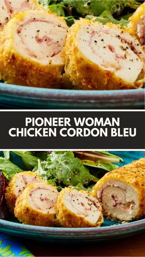 This easy Pioneer Woman Chicken Cordon Bleu is a delicious twist on a classic meal! Packed with creamy Swiss cheese and savory ham, this quick and simple dish is perfect for busy nights. Use common ingredients you already have at home, and enjoy crispy, golden-brown chicken rolls that everyone will love! Crispy Chicken Cordon Bleu, Chicken Cordon Bleu Roll Ups, Ground Chicken Cordon Bleu, Stuffed Chicken Cordon Bleu, Homemade Chicken Cordon Bleu, Crock Pot Chicken Cordon Bleu Recipes, Smoked Chicken Cordon Bleu, Pioneer Woman Chicken Cordon Bleu, Pioneer Woman Recipes Chicken