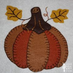 Wee Folk Art, Penny Rug Patterns, Free Applique Patterns, Pumpkin Applique, Wee Folk, Wool Felt Projects, Wool Applique Patterns, Felted Wool Crafts, Harvest Pumpkin