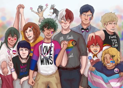 Mha Pride, My Hero Academia 2, Drawing Cartoon Characters, Class 1 A, Lgbt Art, My Hero Academia Shouto, Happy Pride, Sarada Uchiha, My Hero Academia Memes