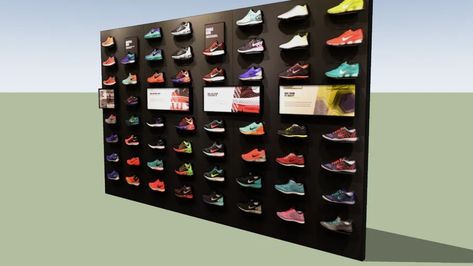 Nike Shoe Display Low Poly - - 3D Warehouse Nike Shoe Display, Glass Shoes, Nike Shoe, Wall Panelling, Shoe Display, 3d Warehouse, Shoe Show, Shoe Store, Wall Display