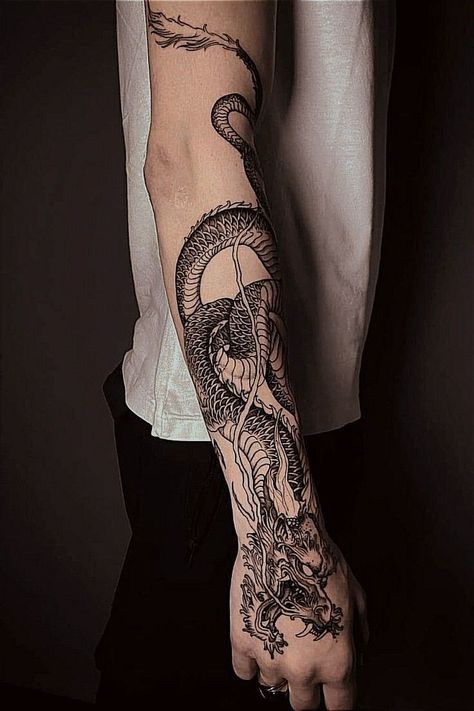 Tattoo With Background, Dragon Tattoo Forearm, Dragon Hand Tattoo, Dragon Tattoo Arm, Underarm Tattoo, Asian Dragon Tattoo, Dragon Tattoo Sketch, Dragon Tattoo Ideas, Dragon Tattoos For Men