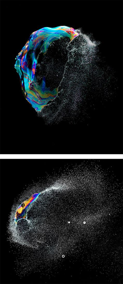 Bursting Soap Bubbles Photographed by Fabian Oefner | Inspiration Grid | Design Inspiration Bubble Photography Ideas, Fabian Oefner, Liquid Photography, Popping Bubbles, Inspiration Reference, Bubbles Design, Frozen Bubbles, Bubbles Photography, Bubble Popping