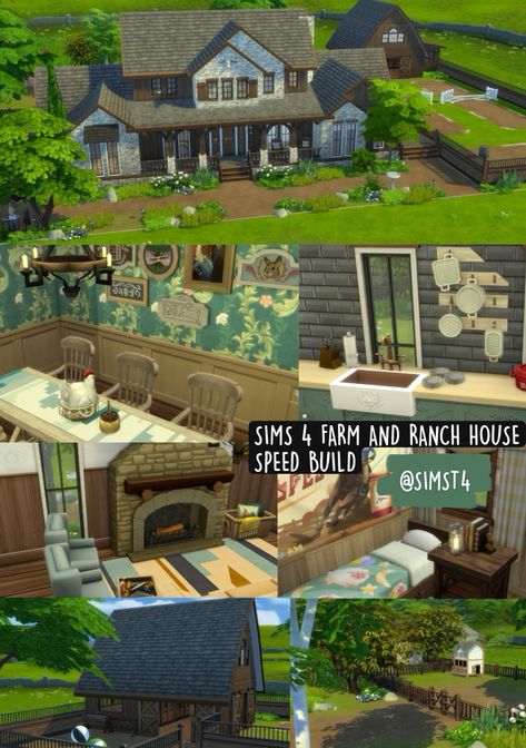 Watch me build this on YouTube - @SimsT4 #sims #sims4 #simscommunity #simsbuild Sims 4 Farm, Sims 4 Gallery, Farm And Ranch, Farm Ranch, Horse Ranch, Sims Community, Cottage Living, Ranch House, The Horse