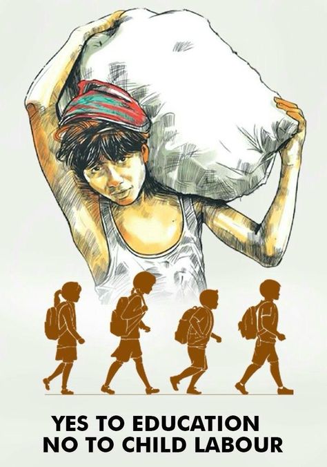 World Day Against Child Labour Child Labour Poster Creative, Child Labor Poster Drawing, Stop Child Labour Posters, Poster On Child Labour, Child Labour Images, Child Labour Drawing, Social Poster Design, World Day Against Child Labour, Arts Portfolio