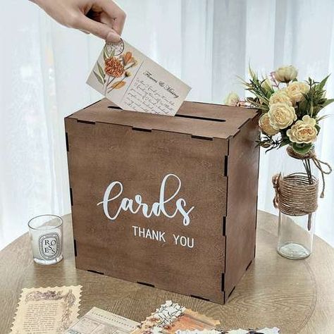 Money Box For Wedding, Wedding Reception Rustic, Wooden Card Box Wedding, Card Box For Wedding, Envelope Money, Rustic Card Box Wedding, Money Box Wedding, Rustic Wedding Cards, Wedding Card Box