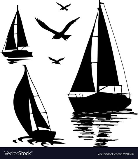 Boat Silhouette, Boat Vector, Boat Drawing, Sailboat Art, Sailboat Painting, Silhouette Images, Soyut Sanat Tabloları, Sailing Boat, Water Sport