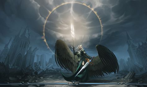 Avacyn, Angel of Vengeance , Eric Geusz on ArtStation at https://www.artstation.com/artwork/yEvoQ Fantasy Angels, Angel Of Vengeance, Warrior Angel, Mtg Art, Rpg Map, Angel Warrior, Ange Demon, Angel And Devil, Angels And Demons