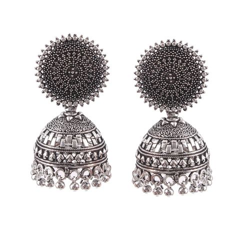 Oxidized Silver Plated Jhumka Jhumki Rounds Studs Earrings women #ROUNDSNHGH Oxidized Jhumkas, Fitness Wallpaper, Silver Jewellery Indian, Traditional Earrings, Rustic Jewelry, Handmade Lighting, Fashion Jewelry Sets, Jhumka Earrings, Studs Earrings