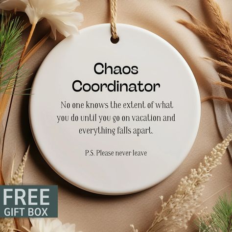 Chaos Coordinator Christmas Ornament, Administrative Assistant Christmas Ornament, Human Resources Gift, Coworker Gift, Secretary Gift - Etsy Secretary Gifts, Gift Coworker, Staff Gifts, Administrative Assistant, Chaos Coordinator, Ornaments Design, Gifts For Coworkers, Human Resources, Ceramic Materials