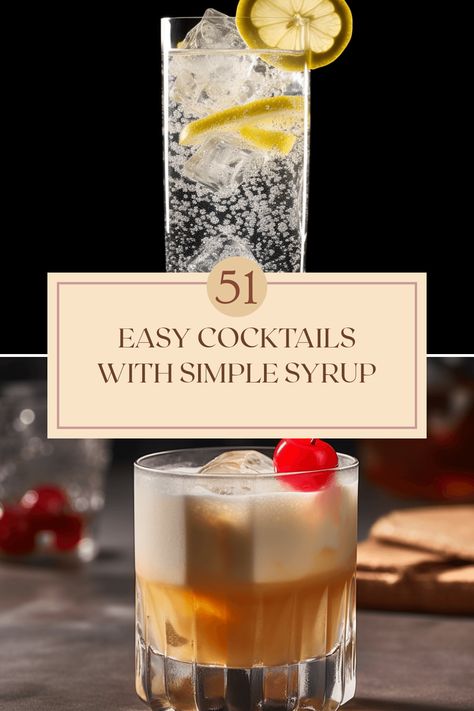 Looking for quick and tasty cocktail recipes? Discover these 51 easy cocktails using simple syrup, perfect for impressing your friends or enjoying a refreshing drink at home. From classic favorites like the Whiskey Sour and Tom Collins to unique options like the Amaretto Sour and Espresso Martini, there's something for everyone. Simple syrup adds a smooth sweetness that enhances the flavor. Whether you're whipping up cocktails for a party or enjoying a cozy night in, these easy recipes can be a crowd-pleaser. Mix up these delicious drinks without the fuss! Cocktails Using Simple Syrup, Cocktails With Simple Syrup, Cocktails For A Party, Sour Apple Martini, Brandy Sour, Simple Syrup Cocktails, Amaretto Sour, Apple Martini, Lemon Drop Martini