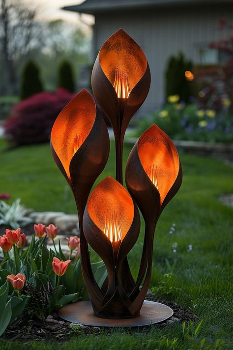 conversations. Welded Flowers, Outdoor Metal Art, Concrete Plant Pots, Metal Sculptures Garden, Courtyard Gardens Design, Coastal Gardens, Flower Sculptures, Copper Art, Garden Art Sculptures