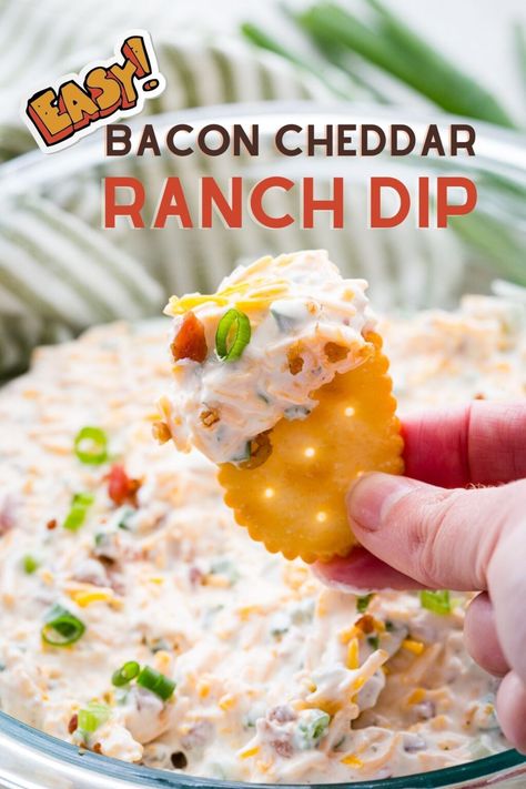 Bacon Cheddar Ranch Dip Cheddar Bacon Ranch Dip, Bacon Cheddar Ranch Dip, Cheddar Ranch Dip, Best Chip Dip, Dip For Veggies, Chip Dips, Bacon Ranch Dip, Cheddar Dip, Ranch Dip Recipe