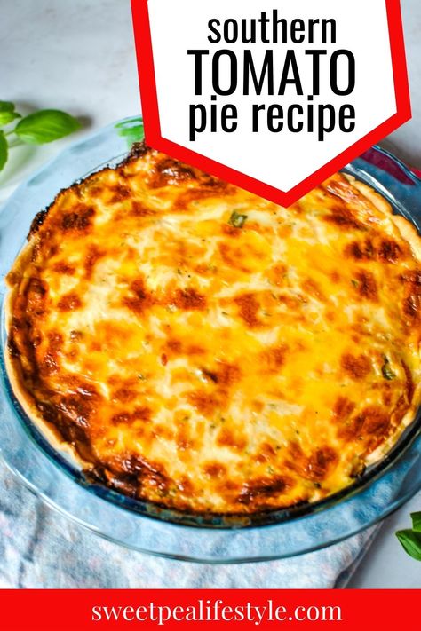 Southern tomato pie recipe in a blue pie plate Paula Deen Tomato Pie, Easy Tomato Pie, Tomato Pie Recipe Easy, Best Tomato Pie, Tomato Basil Pie, Southern Tomato Pie, Summer Dinner Ideas, Tomato Pie Recipe, Tomato Pie