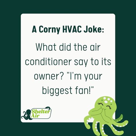 Happy Thursday, everyone! Let’s keep it cool with some HVAC humor. What’s your favorite HVAC joke? Drop it in the comments! #ThursdayHumor #HVACJokes #ShelterAir #HudsonValley #HVACLife #HVACTech #HVACPros #StayCool #LocalBusiness #CommunityLaughs #HudsonValleyLife #LaughWithUs Hvac Humor, Happy Thursday Everyone, Thursday Humor, Hvac Tech, Your Biggest Fan, Keep It Cool, July 11, Keep Cool, Happy Thursday