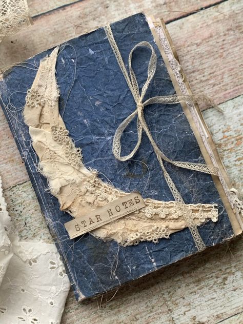 Beautiful Star Notes Junk Journal by Gina Testa. Video flip-thru included. Astronomy Junk Journal, Homemade Journal, Soft Cover Journal, The Graphics Fairy, Pretty Journals, Art Journal Cover, Diy Journal Books, Graphics Fairy, Buku Skrap