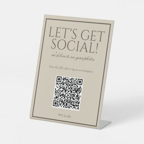 Classic Simple Brown QR Code Social Media Sign | Zazzle Scan Qr Code Poster Design, Qr Code Signage, Scan Me Qr Codes Design, Qr Code Poster Design, Qr Code Poster, Candle Business Ideas, Qr Code Social Media, Cake Show, Store Signage