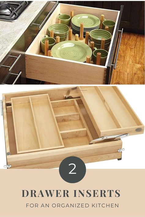 drawer organizer options Deep Drawer Organization Kitchen, Deep Kitchen Drawer Organization, Kitchen Drawer Inserts, Deep Drawer Organization, Working Kitchen, Kitchen Drawer Organizers, Blind Corner Cabinet, Semi Custom Cabinets, Cabinet Organizers