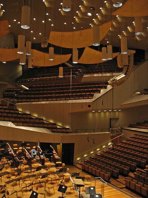 For architecture lovers or fans of a fantastic orchestra, Berlin's Philharmonic hall is a must see. Berlin Philharmonic, Music Institute, Theater Architecture, Music Student, Theatre Design, Performing Arts Center, Music School, City Guides, World Cities