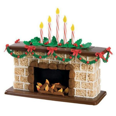 Rice Krispie Treat Fireplace Gingerbread Competition, Gingerbread Designs, Winter Torte, Rice Cereal Treats, Gingerbread Ideas, Ginger House, Gingerbread House Parties, Gingerbread House Designs, Gingerbread House Cookies