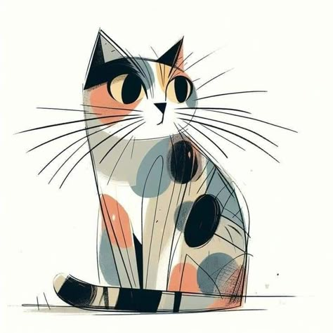 Modern Cat Wall, Modern Cat Art, Cat Abstract, Cats Art Drawing, Abstract Cat, Cat Art Illustration, Cat Artwork, Modern Cat, Cat Wall Art