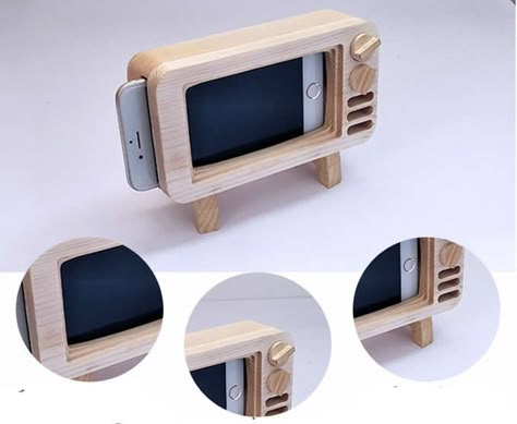 Wooden TV Shape Mobile Phone Cellphone Holder For iPhone 8/8 Plus/7/7 Plus/6/6 Plus/6S/6S Plus - FeelGift Wooden Cellphone Holders, Wooden Mobile Holder, Iphone Holder Diy, Wooden Phone Holder, Wood Phone Holder, Cellphone Holder, Wooden Tv, Woodworking Toys, Diy Wooden Projects