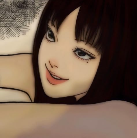 tomie icon Digital Painting, Black Hair, Illustrations, Hair, Anime, Blue, Black, Kawaii