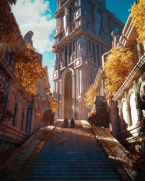 Fantasy Rome Art, Elden Ring Environment, Max Hay, Autumn City, Fantasy City, Fantasy Places, Fantasy Art Landscapes, Fantasy Concept Art, High Fantasy