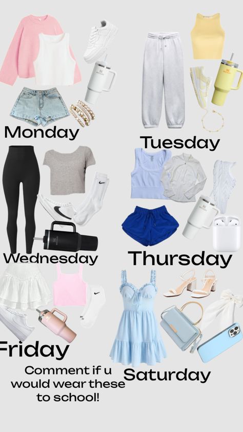 #lululemon #cute #ootd #outdits #schoolwear #stanley #nike #appleproducts #athleticpreppy #urgirlrahrah Lululemon Combos, Cute Ootd, School Wear, Monday Tuesday Wednesday, Monday Tuesday, Thursday Friday, Ootd, Nike, How To Wear