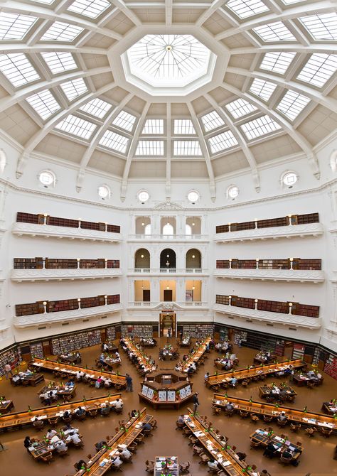 State Library Of Victoria, Australia State Library Of Victoria, Lots Of Books, Library Posters, Beautiful Library, Santiago Calatrava, Library Design, Victoria Australia, Reading Room, Melbourne Australia